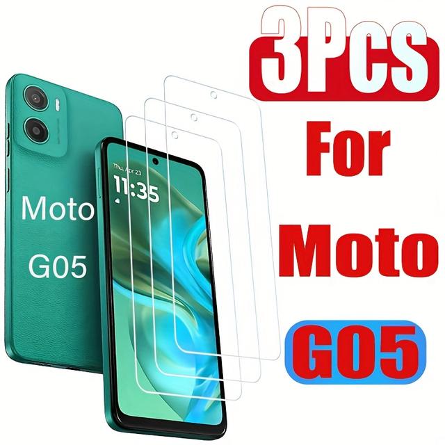 TEMU 3pcs Of Fully Adhered Tempered Glass Film, Providing High-definition And Scratch Resistance, Easy To Apply,without Bubbles, Suitable For Motorola Moto G05 Mobile Phones