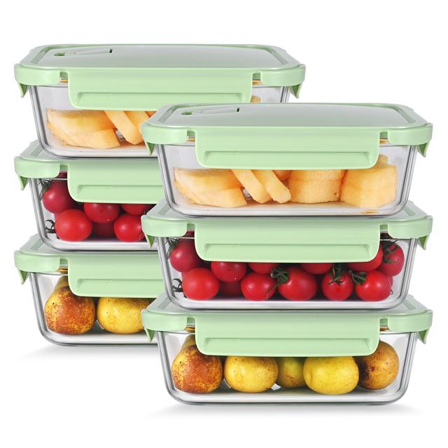 TEMU Six boîtes à bento en avec couvercles, adaptées au micro-ondes, avec une généreuse de 1040 ml, équipées de séparateurs pour fruits, légumes et repas. robustes et faciles à nettoyer.