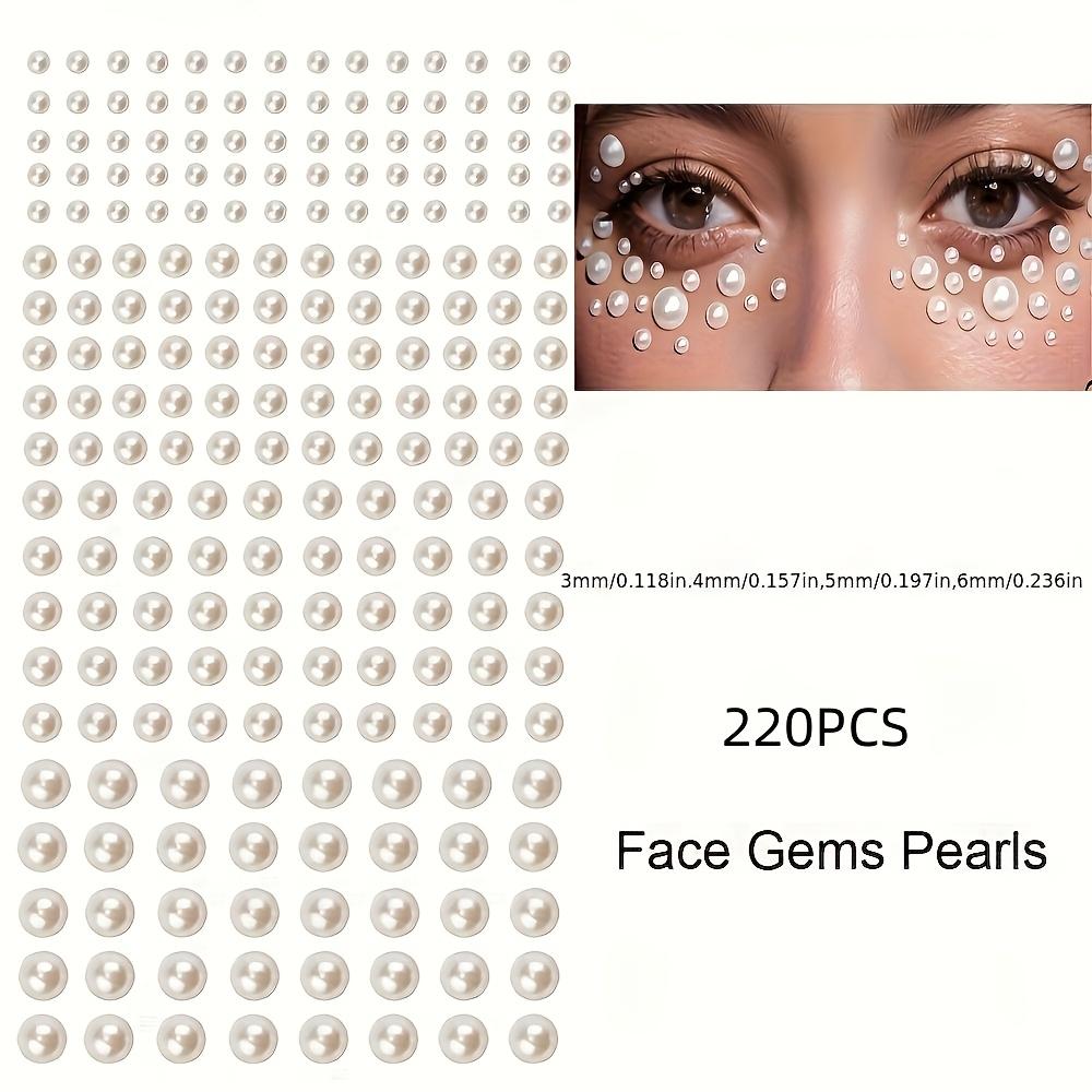 TEMU 1 Pack Of 220 3d Self-adhesive Pearl Stickers, Mixed Sizes 3/4/5/6mm, Shiny Round Plastic Pearl Gems, For Hair And Face Makeup Decoration