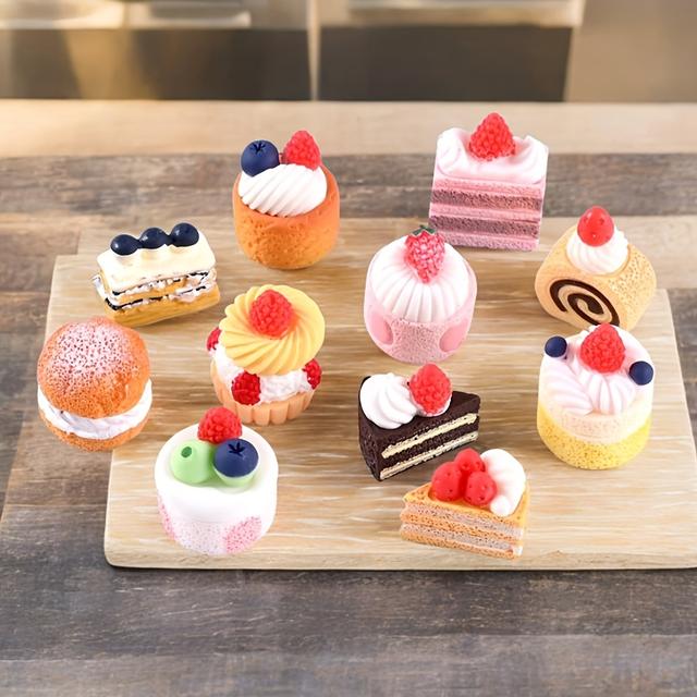 TEMU 11pcs Cute Mini Desserts - 0.67inch Resin Ornaments, Suitable For , Crafts And Party Decorations