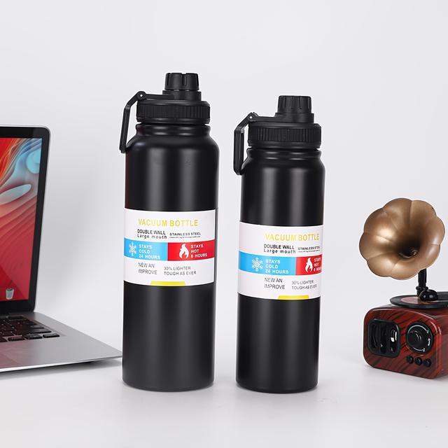 TEMU 1pc 800ml/1000ml Stainless Steel Water Bottle With Straw, 27.05oz/33.81oz Double Walled Vacuum Insulated Water Cup, Suitable For Outdoor Travel, Gym Fitness, Camping