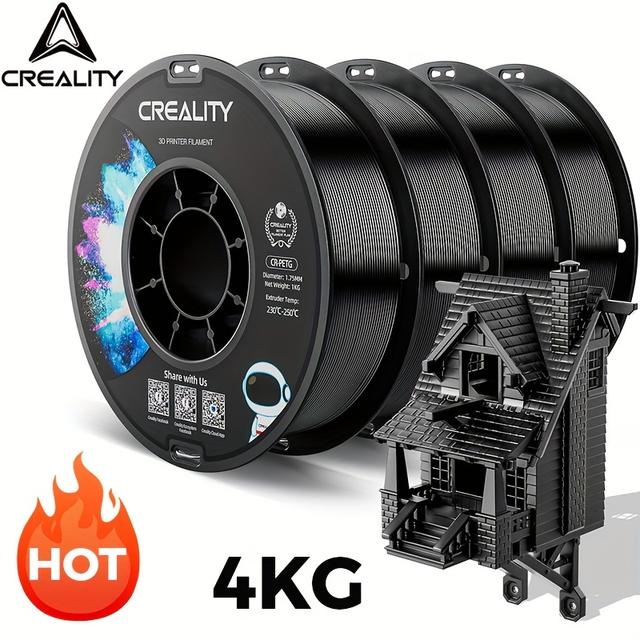 TEMU Creality PETG Filament 1,75 mm 4 kg, 3D-Drucker-Filament, Ausgezeichnete Härte, Hohe , 4 Stück (8,8 lbs)