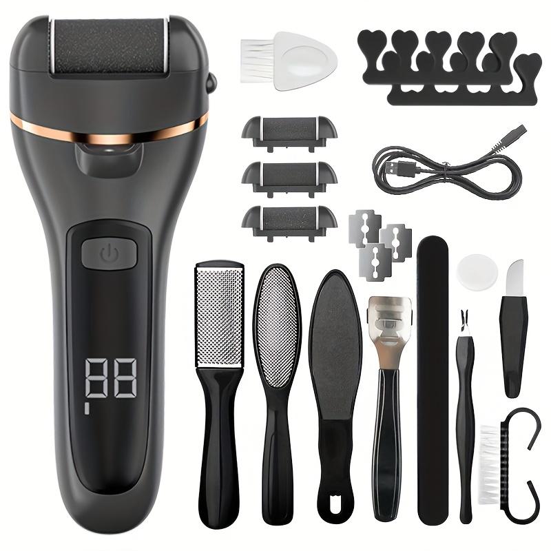TEMU 19-in-1 Rechargeable Electric Remover For Feet - Portable - Electronic Foot File With 3 Rollers, Pedicure Suitable For Pedicure, Professional Exfoliator, Ideal Gift For Athletes & Diabetics