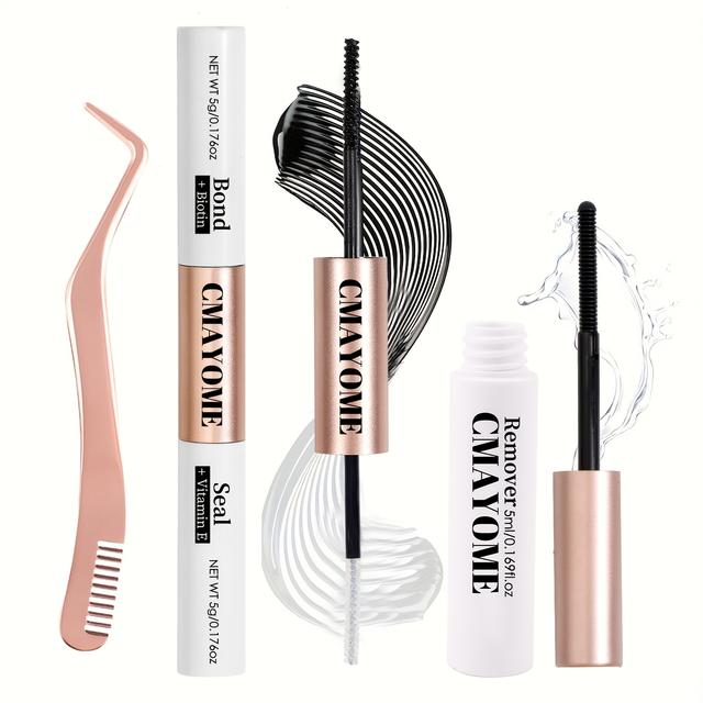 TEMU Eyelash Extension Kit - Hypoallergenic, Waterproof Glue, Sealant & Remover - Diy Lash Extension Long-lasting, Low Allergy