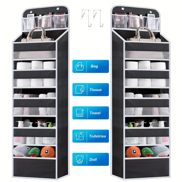 TEMU 6단 옷걸이 수납장, 8개의 대용량 포켓이 있는 매달 수납 가방, 욕실, 침실, 주방, 기숙사 및 캠핑카, 블랙 할로윈, 크리스마스 선물