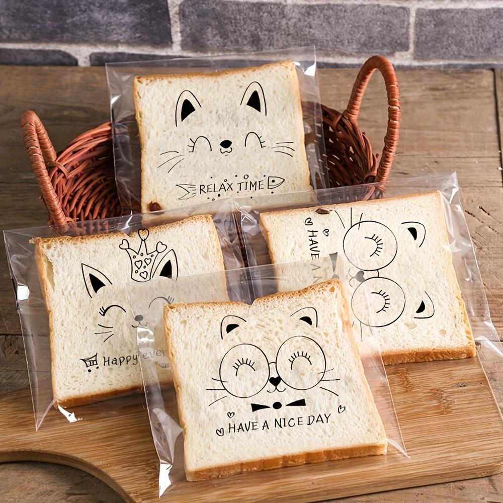 TEMU 100pcs Cute Cat 3-in-1 Self-sealing Gift Bags - Transparent, Disposable Plastic Packaging For Daily & Cleaning Supplies