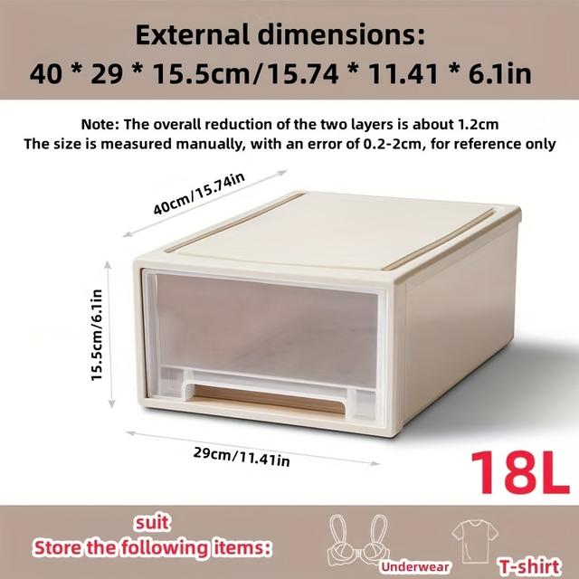 TEMU صندوق تخزين بلاستيكي شفاف عصري مع درج – مقاوم للماء، منظّم متعدد الاستخدامات للأحذية والأغراض المنزلية | إطار بيج فاتح وتصميم متين، مثالي للاستخدام في الحضانة أو المنزل خلال الهالوين وعيد الميلاد