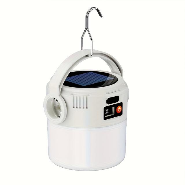 TEMU Solar Camping Light With Sources - Led Flashlight, Rechargeable & Solar-powered, Built-in Lithium Battery, Output, Power Display, Hanging Hook For Camping, Tent, - Ideal For Christmas, Halloween