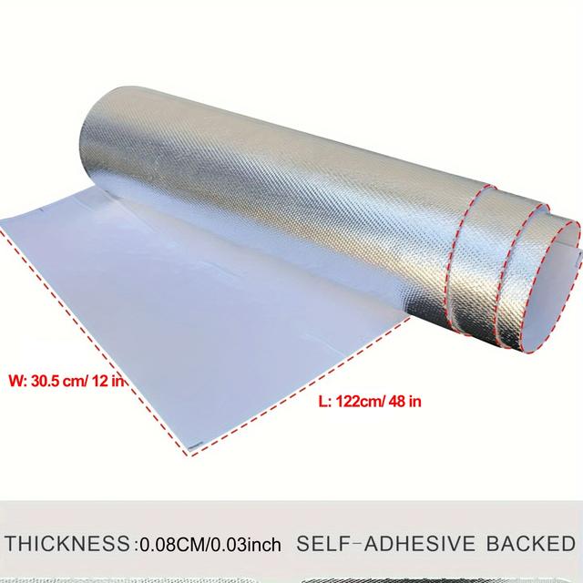 TEMU Self Adhesive Heat Shield, Material Aluminum Backed Aluminized Self Adhesive Fiberglass Thermal Insulation Material High Temp Protection