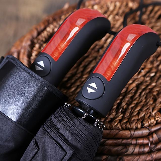 TEMU Classic Umbrella Full Automatic Strong Windresistant 3 Folding Umbrella Business Male Quality Parasol