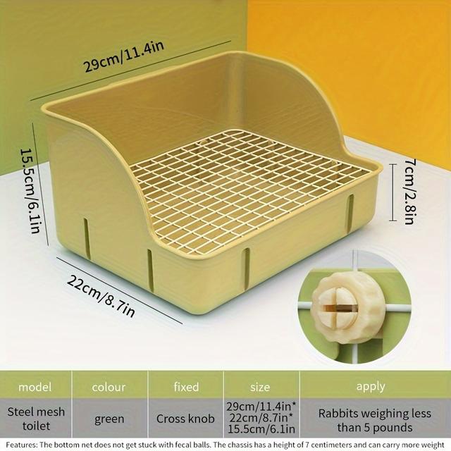 TEMU Extra-large Rabbit Litter Box With Mesh Grid - Durable Plastic, Ideal For Bunnies & Small Pets, , Urine Spraying