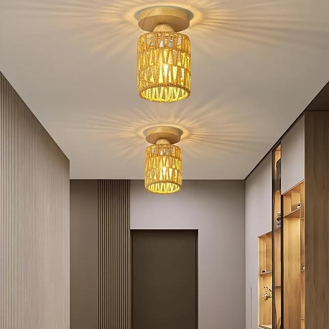 TEMU Handgemaakte Geweven Rotan Hanglamp, in Boheemse Stijl, Perfect om in Slaapkamers, en Veranda's op te hangen!