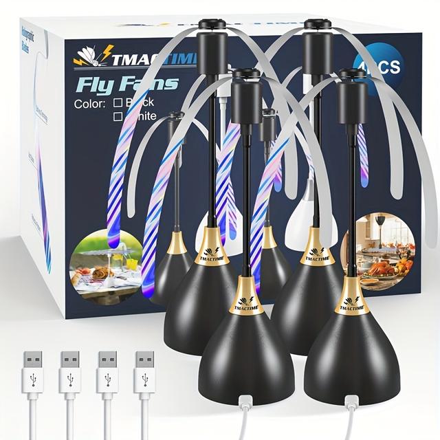 TEMU Tmactime Fly Repellent Fans 2/3/4 Pack – Battery Powered & Usb Dual-use, Effective Tabletop Fly Fan With Soft Blades For Home, Picnics, Bbq Parties, Portable , ≤36v