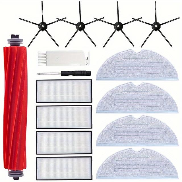 TEMU Roborock S7, S7+, S7 MaxV, S7 MaxV Plus 호환 13개 액세서리 키트, 교체 부품으로 1개의 메인 브러시, 4개의 모핑 천, 4개의 필터, 4개의 사이드 브러시 포함
