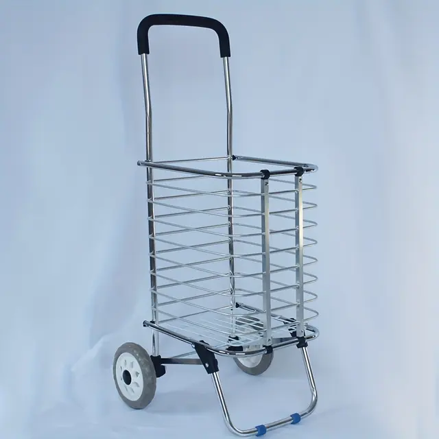 TEMU Carro de Compras Plegable de Aleación de Aluminio para Supermercado, Carrito Manual Pequeño con Ruedas Silenciosas