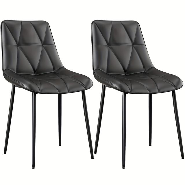 TEMU Set Of 2 Dining Chairs, 170 Kg Weight Capacity, Pu Padded Chairs, Golden Metal Legs, Easy To Assemble, Kitchen Chairs, 81x57x50 Cm