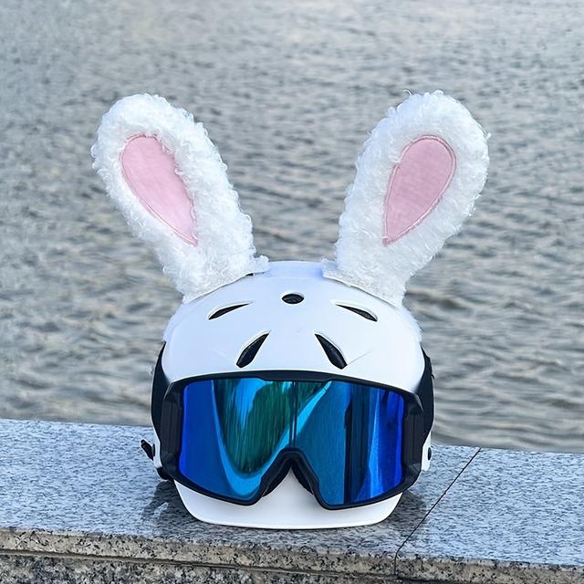 TEMU A Pair Of Bunny Ear Helmets Motorcycle Helmets, Featuring Sweet And Cool Bunny And Kitten Dolls As Accessories -release Stickers