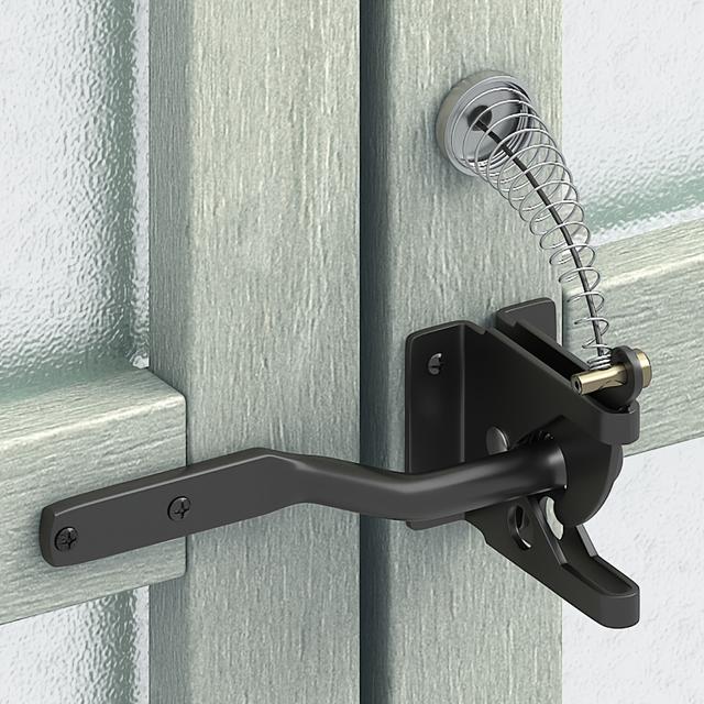 TEMU Self-locking Fence Carbon Steel Latch With Spring Rope Puller, Suitable For Outdoor Fences, Safety Pools, Gardens, Sheds, Cages, Wooden Windows, Etc