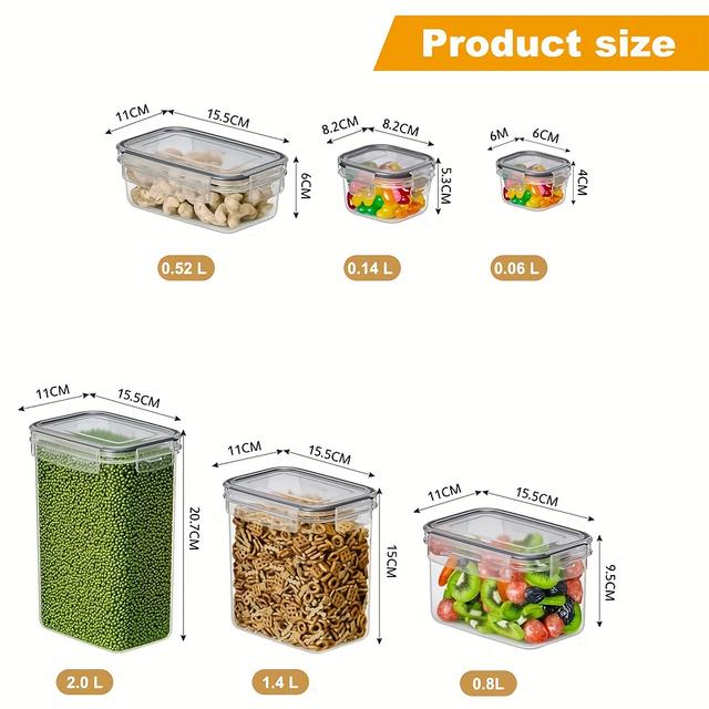 TEMU A Set Of 12 Airtight Food Storage Containers, Consisting Of 6 Containers And 6 Lids, Perfect For Organizing Your Kitchen Pantry And Ideal For Keeping Grains, Flour, Sugar, And Other Dry Items