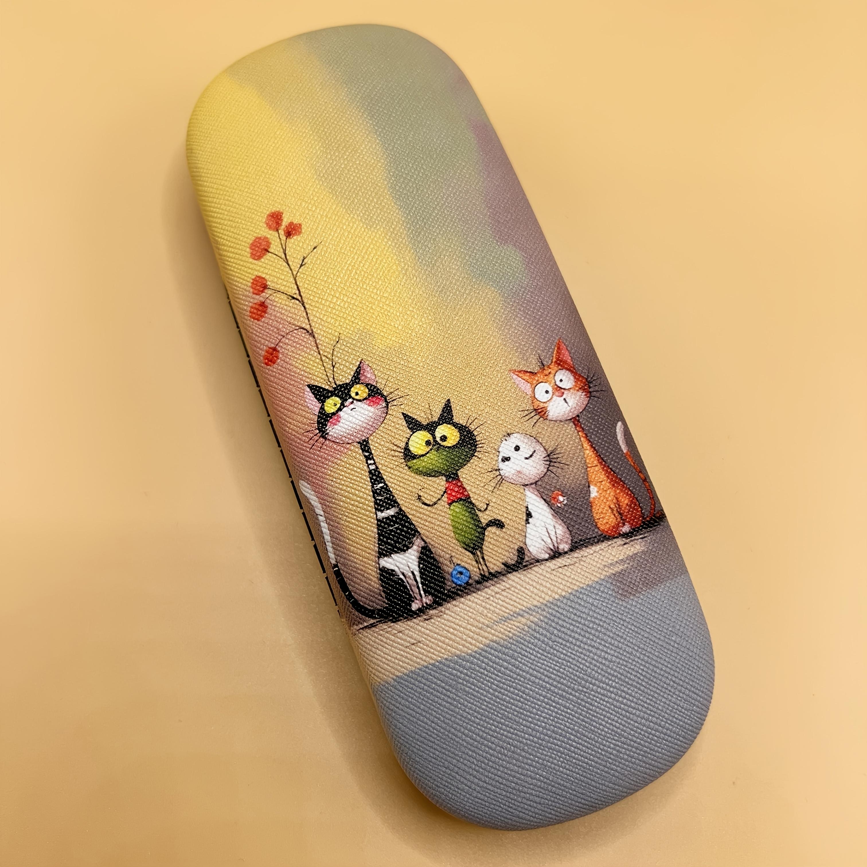 TEMU Cat Glasses Case Suitable For - Cute Four-, Scratch-resistant Protective Eyewear Cover Compatible For Glasses, Accessory - Ideal Gift For Cat Owners ( In Black, White, Gray, Orange)