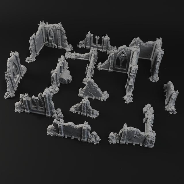 TEMU Ensemble de Terrain des Ruines de l'Empire | Scénario post-apocalyptique pour miniatures de 28 à 32 mm - Décombres du de pour jeux de rôle sur table TTRPG