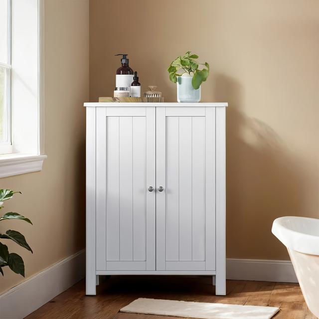 TEMU Vrijstaande badkamer vloer opbergkast, opbergkast, badkamer opbergunit, met 2 verstelbare planken, 30 x 60 x 80 cm