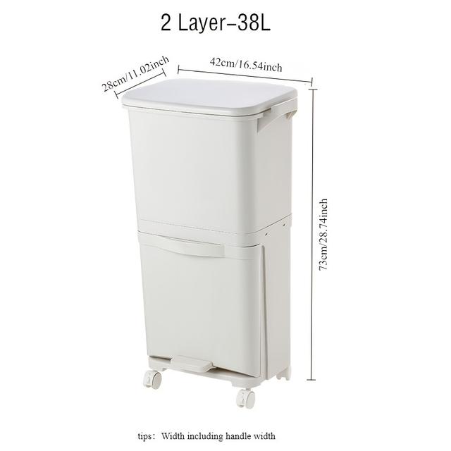 TEMU 1개 38L/42L 두 겹 분리용 플라스틱 , 탈착식 뚜껑 & 바퀴 포함 - 대용량 주방, 정원, 파티오 , 쉬운 청소 재질