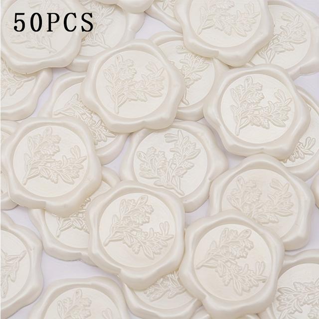 TEMU 25/50pcs Pearlescent White Wax Seal Stickers Eucalyptus Leaf Patterns, Wedding Invitation Envelope Stickers, Self-adhesive Stickers, Wax-sealed Labels, Perfect Invitations Card Envelope
