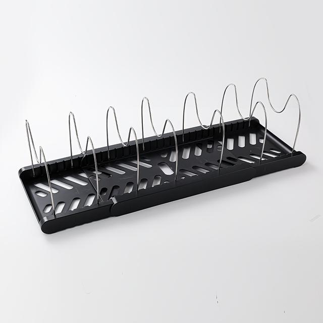 TEMU Expandable Kitchen Organizer With Pull-out Drawer - Includes Pot Lid Holder, Utensil Rack & Dish