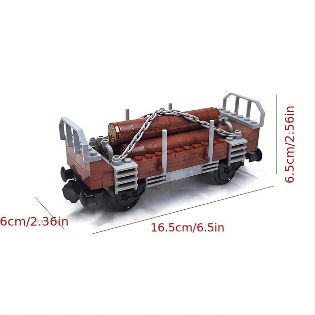 TEMU Cena de ferroviário com blocos MOC, série DIY cidade trem montável brinquedo presente Natal aniversário 96 peças