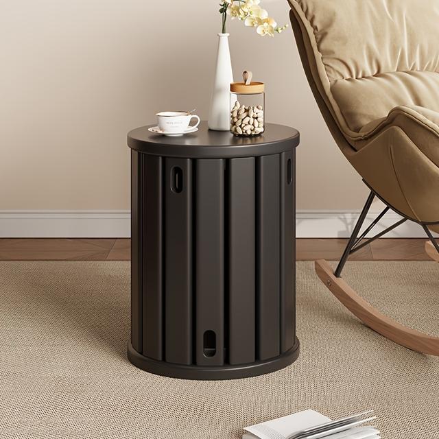 TEMU Classic Hardwood Coffee Table With Storage Shelves - Space-saving Round Design, No Assembly Needed, Living Room Decor, Coffee Table For Living Room, Minimalist Decor, Natural