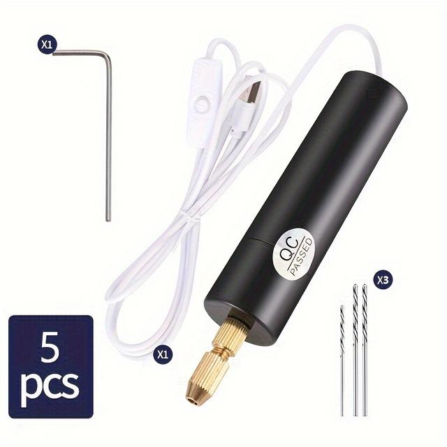 TEMU A Mini Flashlight And Electric Grinder, Portable Usb Electric Drill Suitable For Resin Polymer Clay Jewelry Making