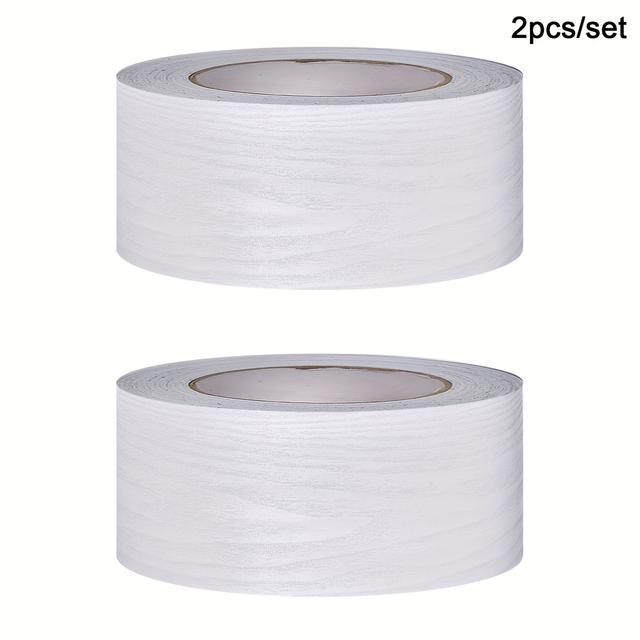 TEMU 【2ロール】粘着式 防水 PVC 木目調 スカイムーラー ステッカー - 厚手 剥がして貼るだけ 取り外し可能 壁紙風 フロア & 壁トリム、簡単剥がせる、跡が残らない、ダークブラウン/ベージュ 寝室、リビン、ドアフレームに