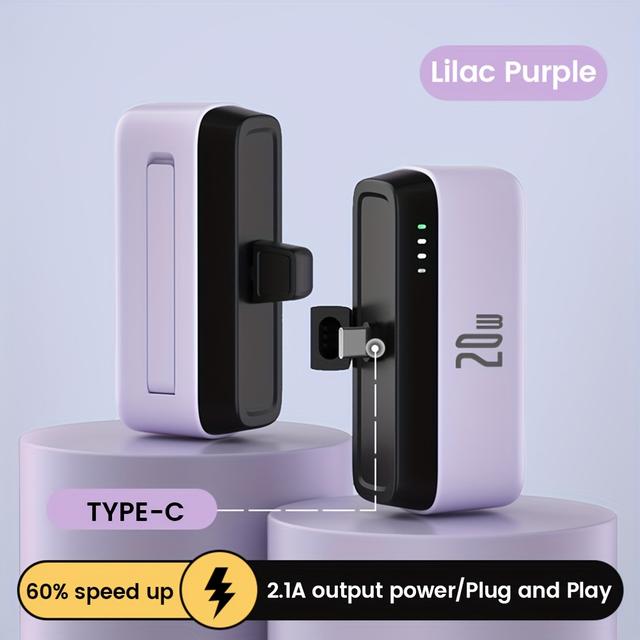 TEMU Travel-friendly 20w Pd Charger, 5000mah Power Bank For , Pixel, And Usb-c Phones-compact And Reliable Design