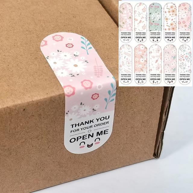 TEMU 100pcs Per Pack Floral Pattern Thank You For Your Order Stickers Packaging Sealing Labels Small Business Gift Decoration Stickers