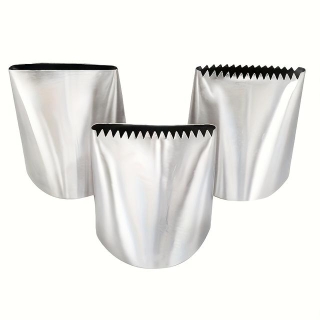 TEMU 3pcs Extra Large Stainless Steel Nozzles, Squeeze Nozzle, Cream Cake Decorating Tool, Pastry Nozzle, Gummy Baking Accessories, L200a L200b