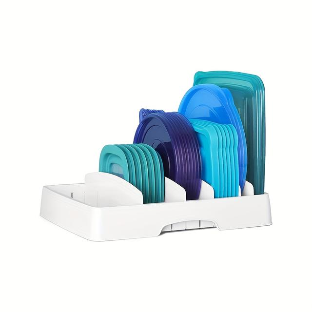 TEMU 1 Set Plastic Lid Storage Organizer | Cubby Shelf For Kitchen And Pantry, Ideal For Dishware And Drawer Organization