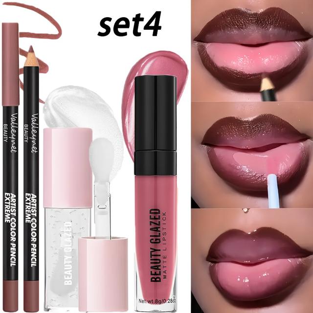 TEMU Kit de 3 piezas - delineador labial resistente , lápiz labial mate Y, aceite hidratante para labios y para un look
