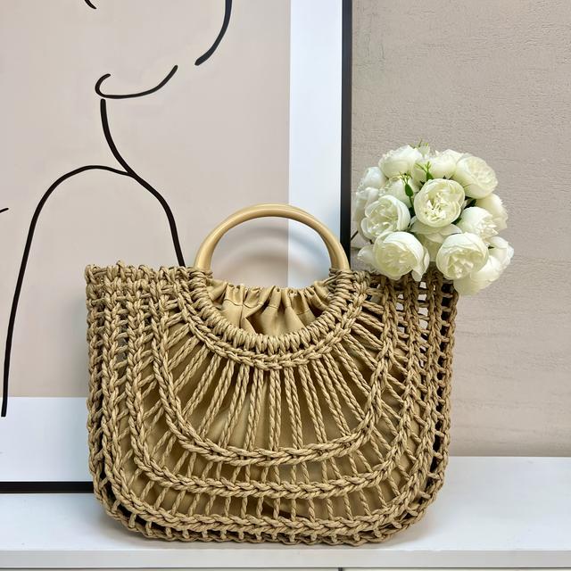 TEMU Women's Tote Bag Detachable Liner Handmade Straw Bag Elegant Holiday Casual Women's Handbag
