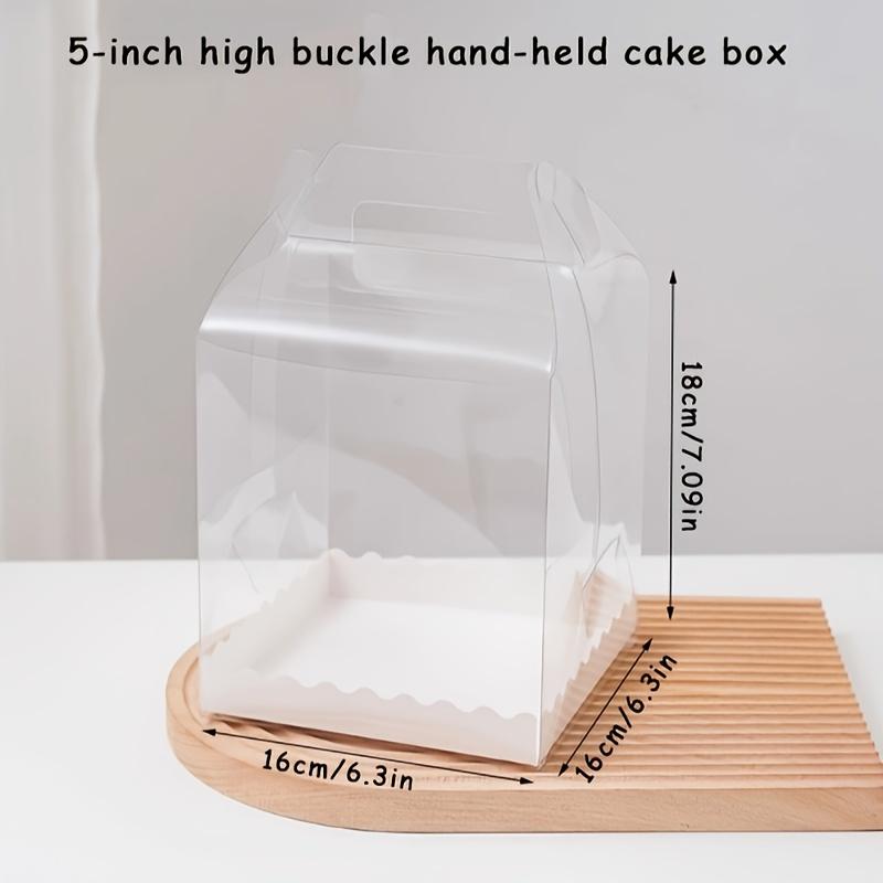 TEMU 16pcs Set, 5-inch & 5-inch Tall Pet Clear Cake Boxes, Portable Transparent Cake Packaging Box, Portable Cake Container Suitable For Weddings, Birthdays, Banquets