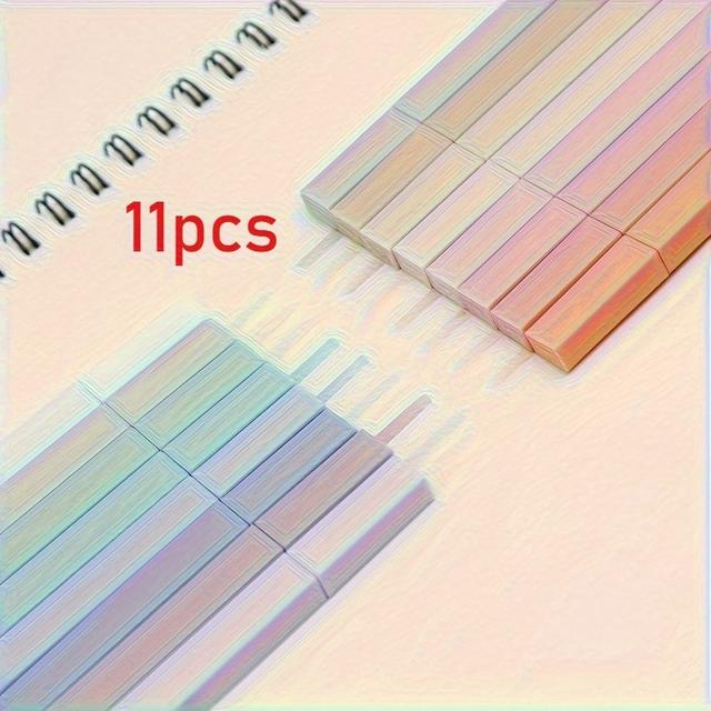 TEMU 11 zesílených zvýrazňovačů s plochým hrotem, nepropíjí a nepouští vlákna, vhodné pro diáře, do školy i do kanceláře (náhodné barvy)