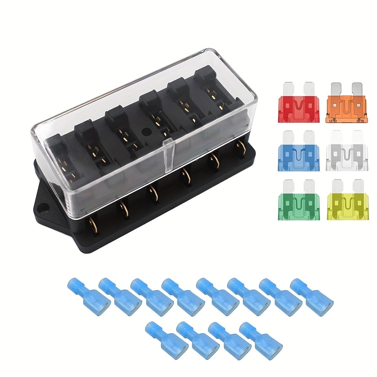TEMU //8-way/10-way/12-way Automotive Fuse Box, Standard Blade Fuse Holder With 5a 10a 15a 20a Fuse Box Mounting Panel