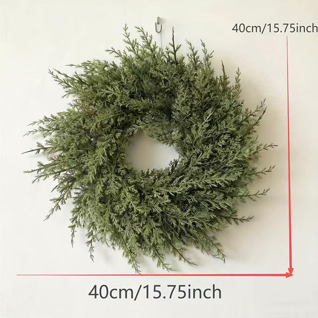 TEMU . Extra Großer 15,75 Zoll Kiefernblätter-Kranz - Realistisches grünes Laub mit Blättern, Robuste Kunststoff-Feiertagsdekoration für Innen/Aussen für Weihnachten, Ostern