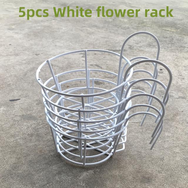 TEMU 5pcs 16cm Round Hanging Green Plant Flowerpot Rack, Wall Mounted Balcony Flower Rack, Potted Succulent , Thick Storage Railing Flower Rack