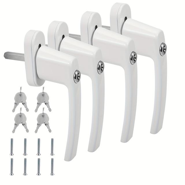 TEMU Fenstergriffe erhältlich in 4er/8er/12er/16er Packungen, abschließbare Fenstergriffe, Sicherheitsfensterschlösser, Türgriffe, Balkontürgriffe, jedes Schloss wird mit 2 Schlüsseln geliefert, weiß