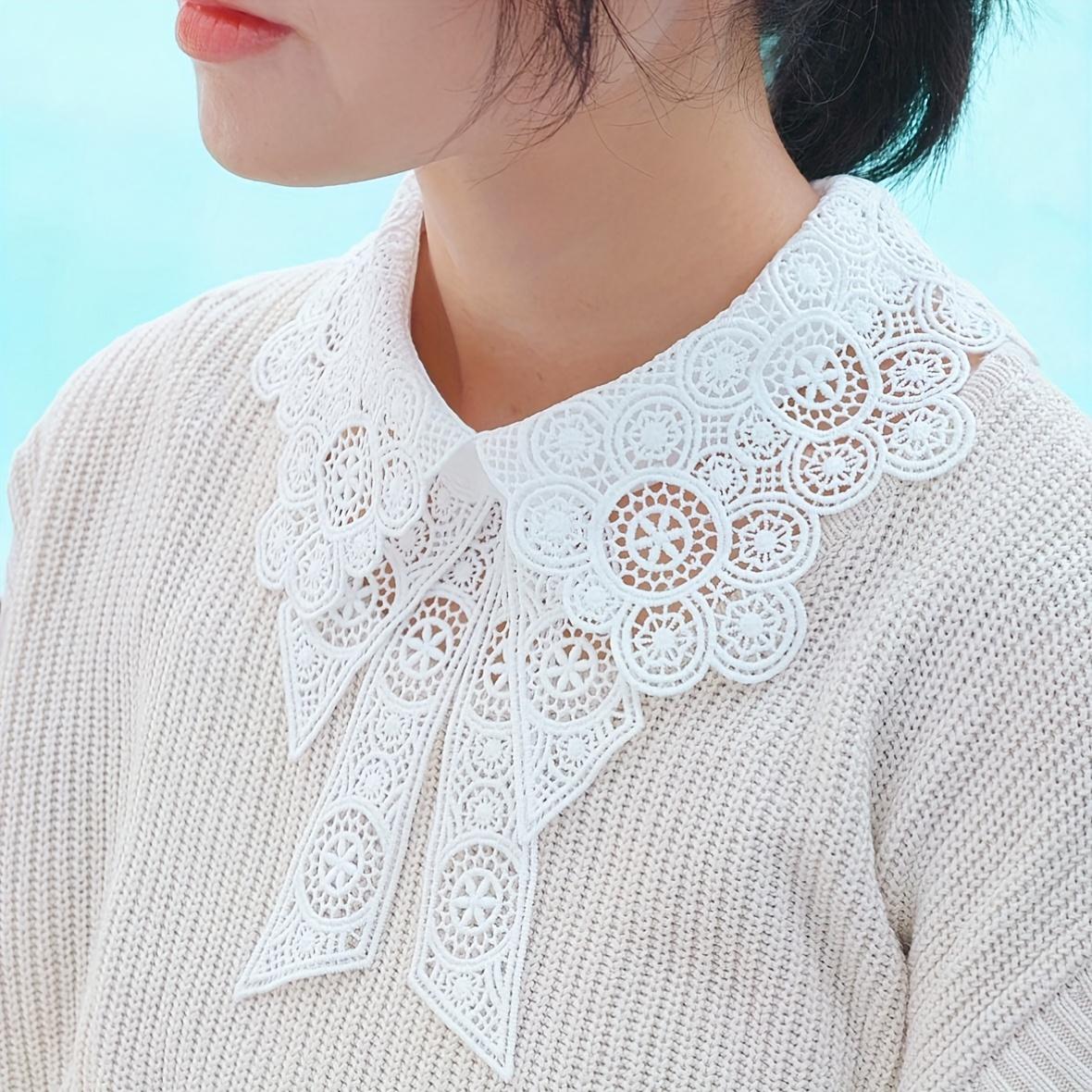 TEMU Autumn And Winter Faux Collar For Women, Versatile Lace Shirt Collar For Casual Wear, Perfect For Layering Over Sweaters