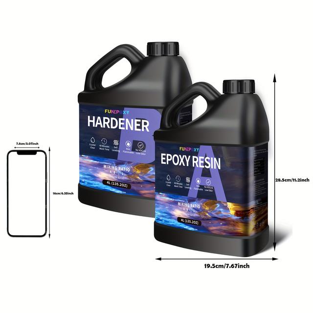 TEMU Funepoxy 2 Gallon Epoxy Resin Kit For Table Top Epoxy Resin - 8l Kit