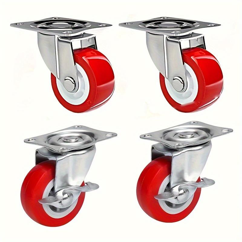 TEMU 4pcs Of Heavy-duty Casters, Including 2 Swivel Wheels With Brakes And 2 Swivel Wheels Without Brakes, 360-degree Silent Swivel Wheels, For Furniture, Display Racks, Trolleys, Etc