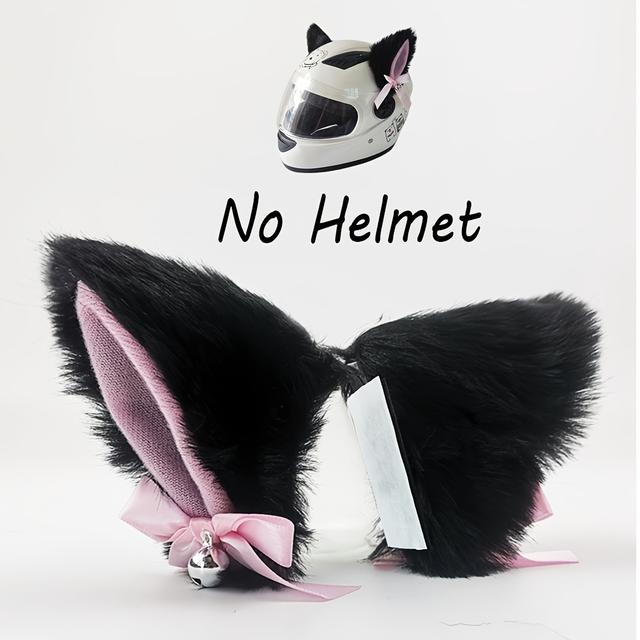 TEMU Аксесуари для мотоциклетних шоломів – пухнасті котячі вушка з бантом, доступні у рожевому та інших кольорах, , знімні вушки, підходять як для чоловіків, так і для жінок