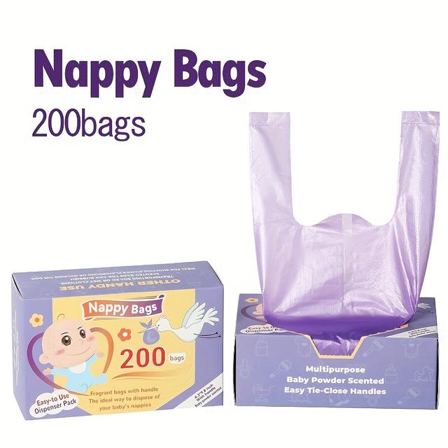 TEMU /200 Portable Disposable Diaper Wet Trash Bags, Scented Diaper Collection Bags, Vest- Diaper Bags, Trash Bags For Home Use, With Fragrance